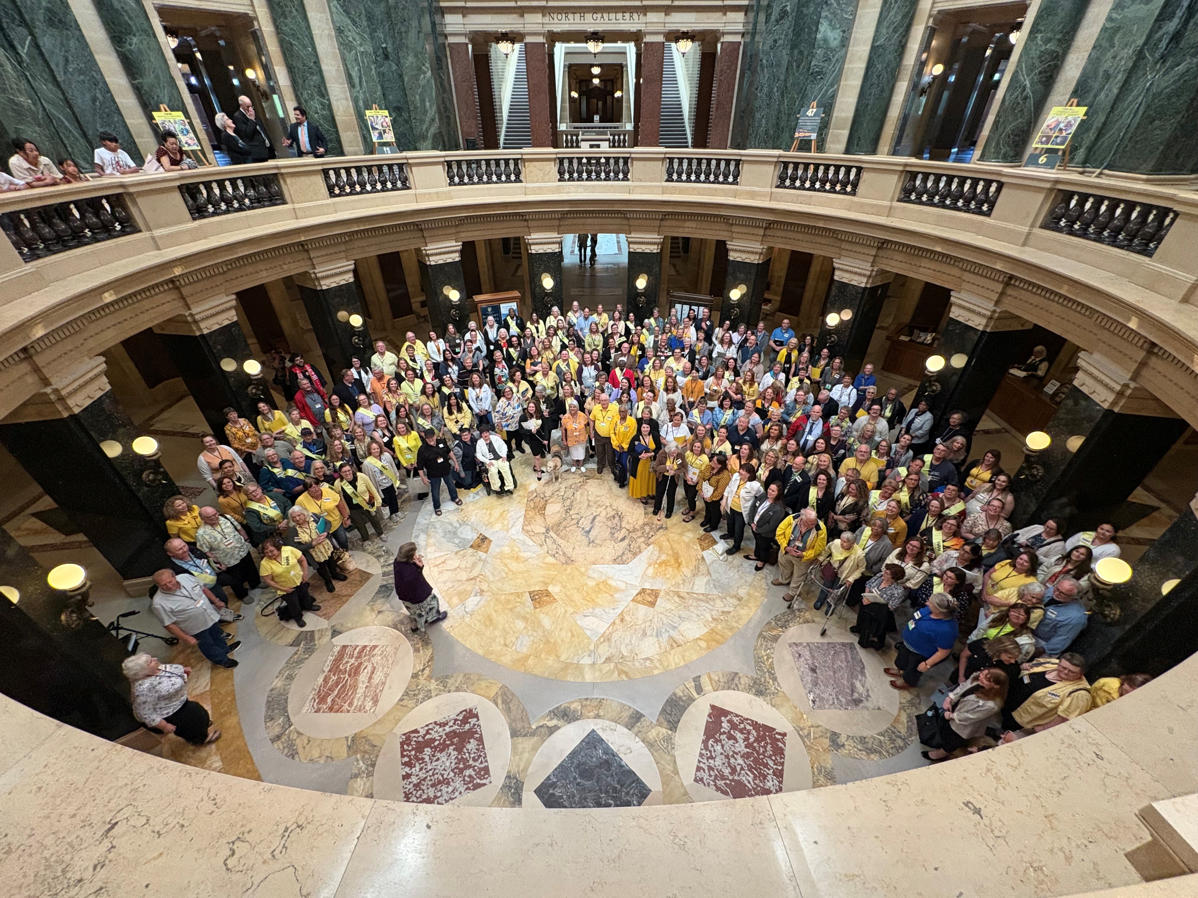 Aging Advocacy Day attendees in rotunda